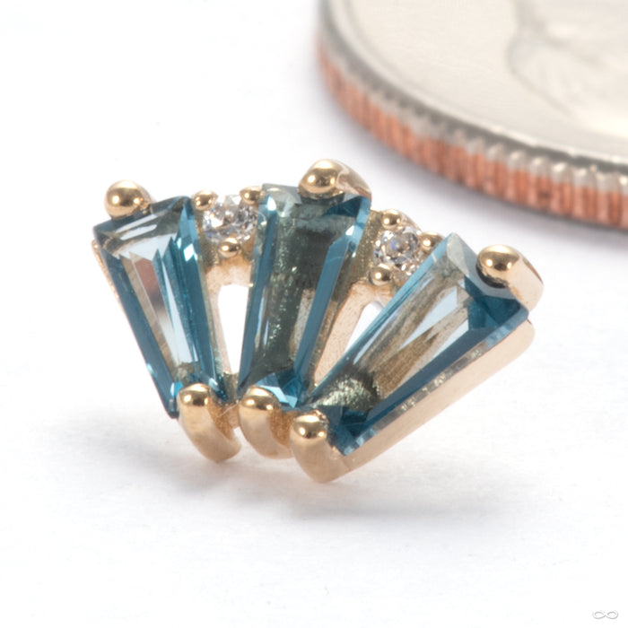 Triple Crown Press-fit End in 14k Yellow  Gold with London Blue Topaz & Clear CZ from Oracle