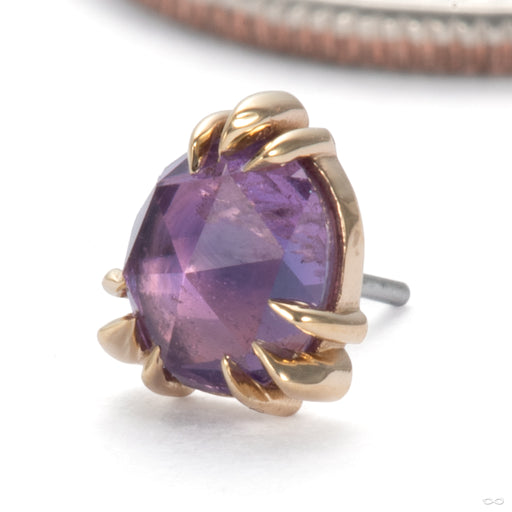 Triple Prong Gemstone Press-fit End in 14k Yellow Gold with Rose-cut Winza Sapphire from Mettle and Silver