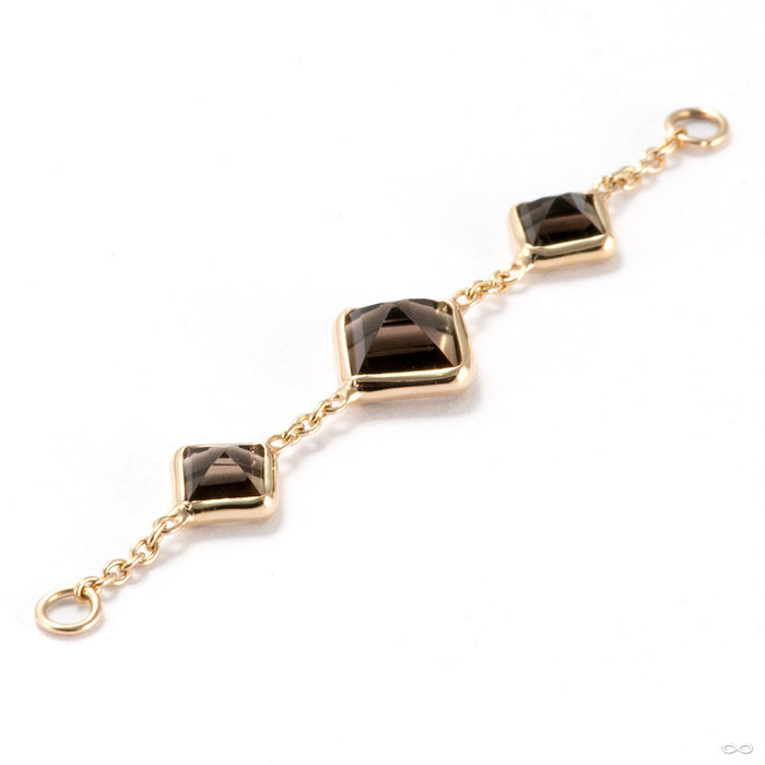 Triple Square Stone Chain in Gold from Diablo Organics with smoky quartz