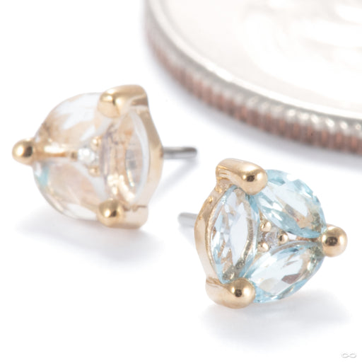 Triple Threat Press-fit End in Gold from Ember Body Jewelry with assorted stones