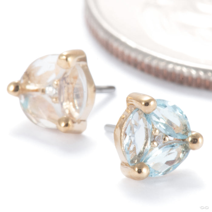 Triple Threat Press-fit End in Gold from Ember Body Jewelry with assorted stones