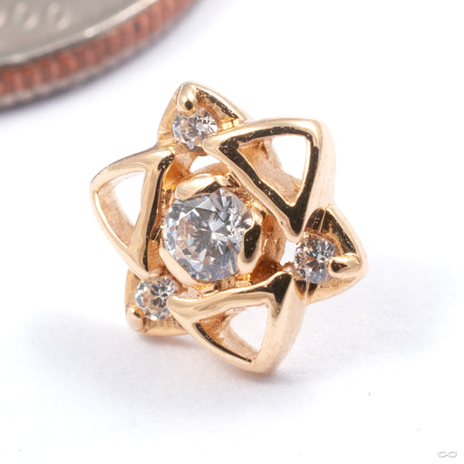 Triquestra Press-fit End in Gold from Auris Jewellery in yellow gold with cz