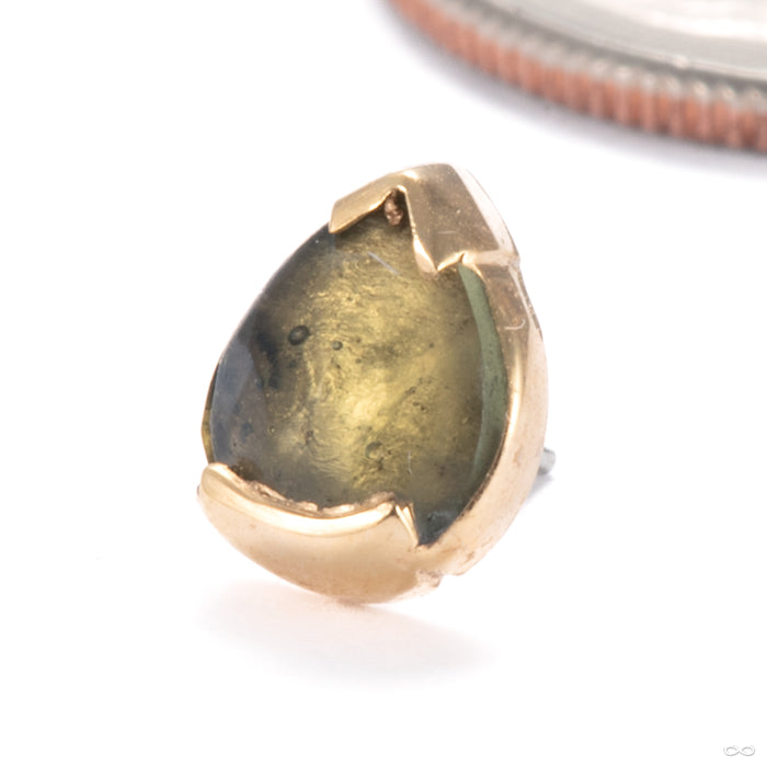Tulsi Press-fit End in 14k Yellow Gold with Moldavite from Quetzalli