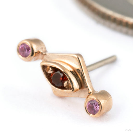 Turn it Up Press-fit End in Gold from Pupil Hall in 14k rose gold with red and pink sapphire