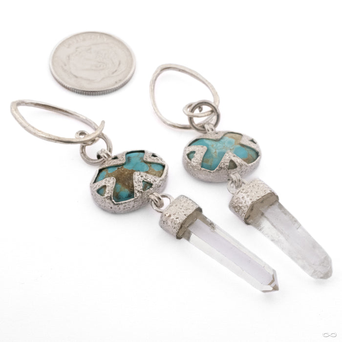 Turquoise and Quartz Dangles in Silver from Diablo Organics