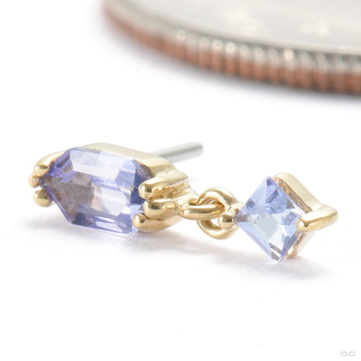 Twilight Hour Press-fit End in Gold from Ember Body Jewelry with tanzanite