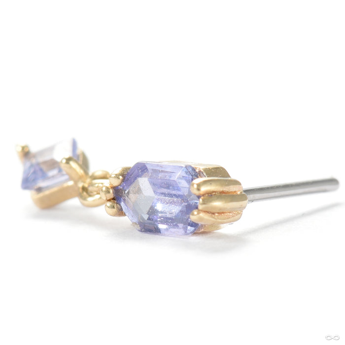 Twilight Hour Press-fit End in Gold from Ember Body Jewelry with tanzanite