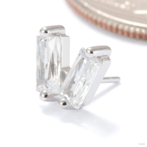 Twilight Zone Press-fit End in 14k White Gold with Clear CZ from Ember Body Jewelry