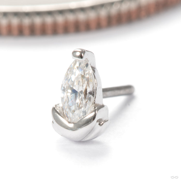 Uma Press-fit End in 14k White Gold with Clear CZ from Junipurr Jewelry