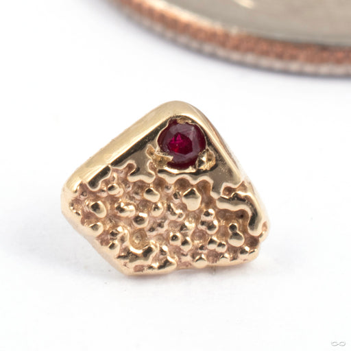 Unearthed Press-fit End in Gold from Sacred Symbols in yellow gold with ruby