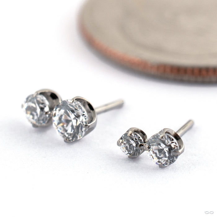 Venus Press-fit End in Titanium with Clear CZ from Canasteel Jewelry size comparison