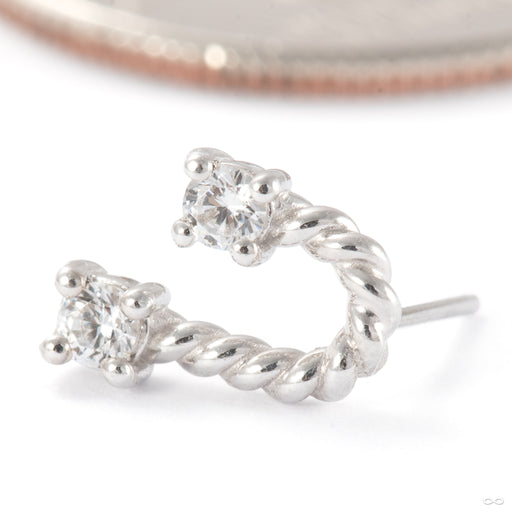 Wabi Sabi Press-fit End in 14k White Gold with Clear CZ from Modern Mood