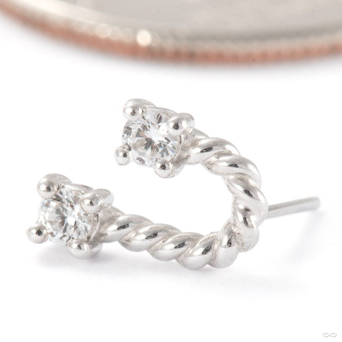 Wabi Sabi Press-fit End in 14k White Gold with Clear CZ from Modern Mood