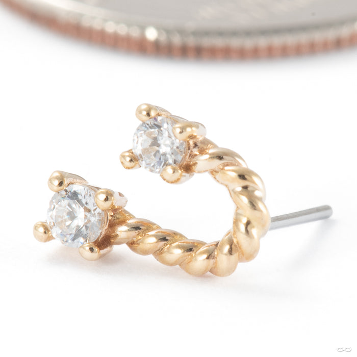 Wabi Sabi Press-fit End in 14k Yellow Gold with Clear CZ from Modern Mood