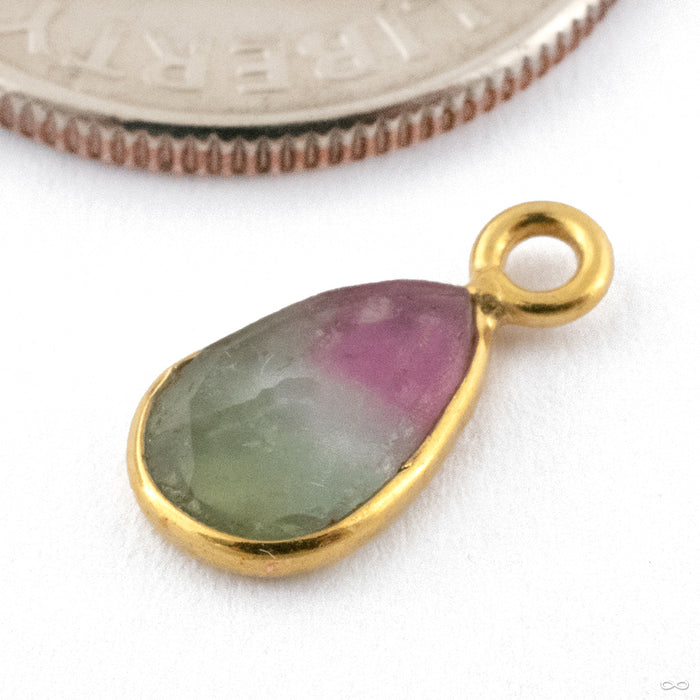 Watermelon Tourmaline Charm in 18k Yellow Gold in Teardrop Style  from Oracle