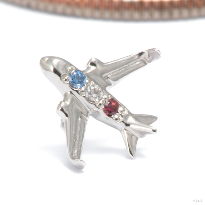Your Flight To Press-fit End in 14k White Gold with Blue CZ, Clear CZ, & Red CZ from Auris Jewellery
