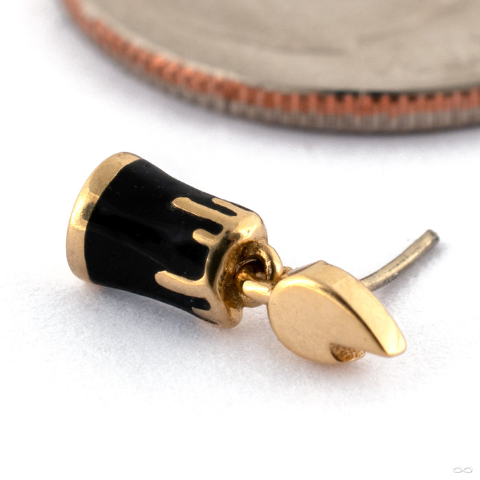 Zippy Press-fit End in Gold from Pupil Hall in 14k Yellow Gold with Black Enamel