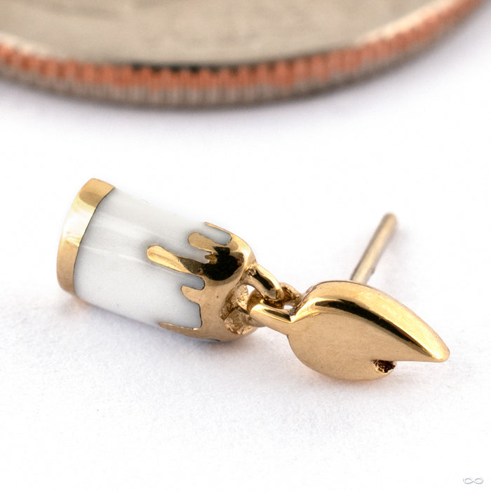 Zippy Press-fit End in Gold from Pupil Hall in 14k Yellow Gold with White Enamel