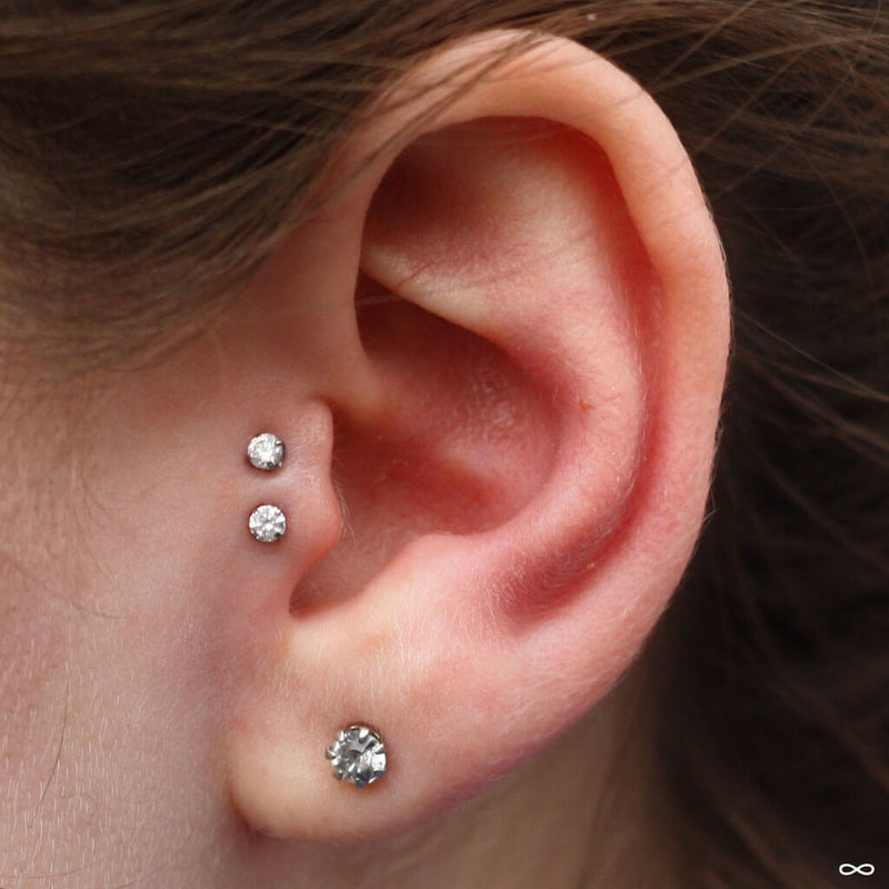 Double tragus piercings by Andru