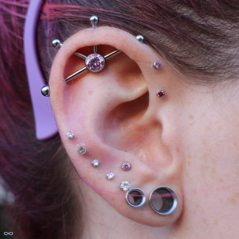 Stretched earlobe piercings