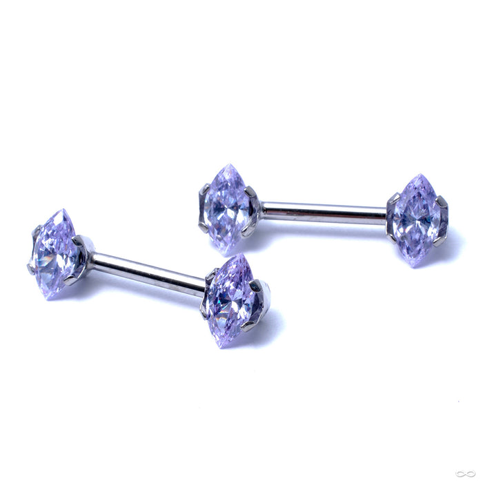 Side-set Marquise Gem Barbell in Titanium from Anatometal with Lavender