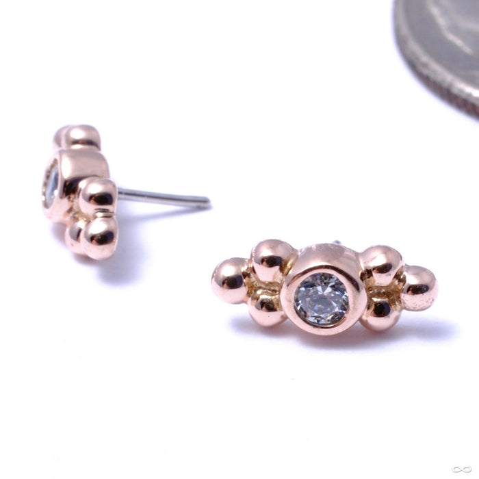 Sabrina with Two Clusters Press-fit End in Gold from Anatometal with Clear CZ