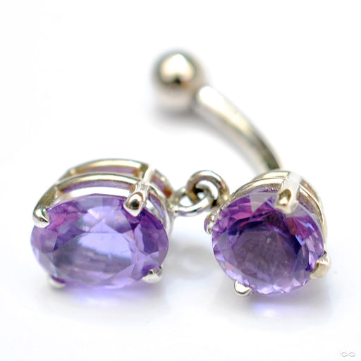 Basket-Set Dangle Navel Curve in White Gold with Zandrite from BVLA