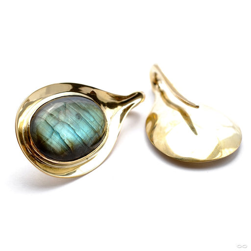 Aura Hoops in Brass with Labradorite from Buddha Jewelry