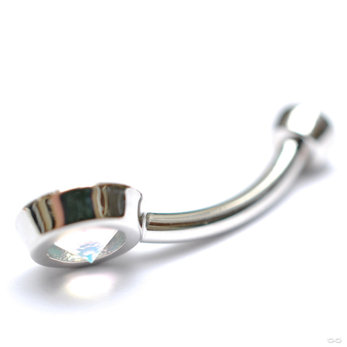 Round Bezel Navel Curve in White Gold with Water Opals from BVLA