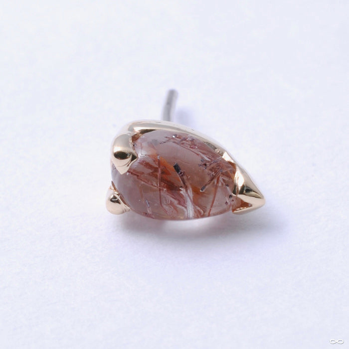 V-prong Pear Press-fit End in Gold from BVLA in rutilated quartz