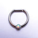 Hinged Ring with Bezel-set Gemstone in Titanium from Intrinsic with White Opal