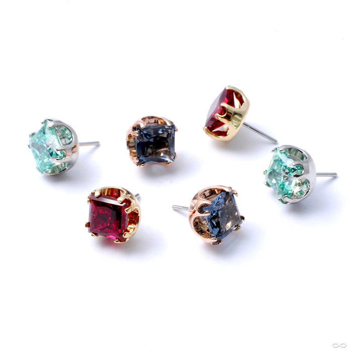 Princess-cut Gem Press-fit End in Gold from Anatometal in assorted colors