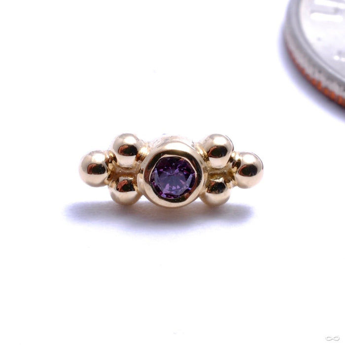 Sabrina with Two Clusters Press-fit End in Gold from Anatometal with Lilac CZ
