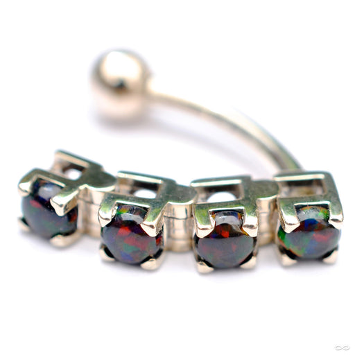 Classic 4 Dangle Navel Curve in White Gold with Black Opals from BVLA