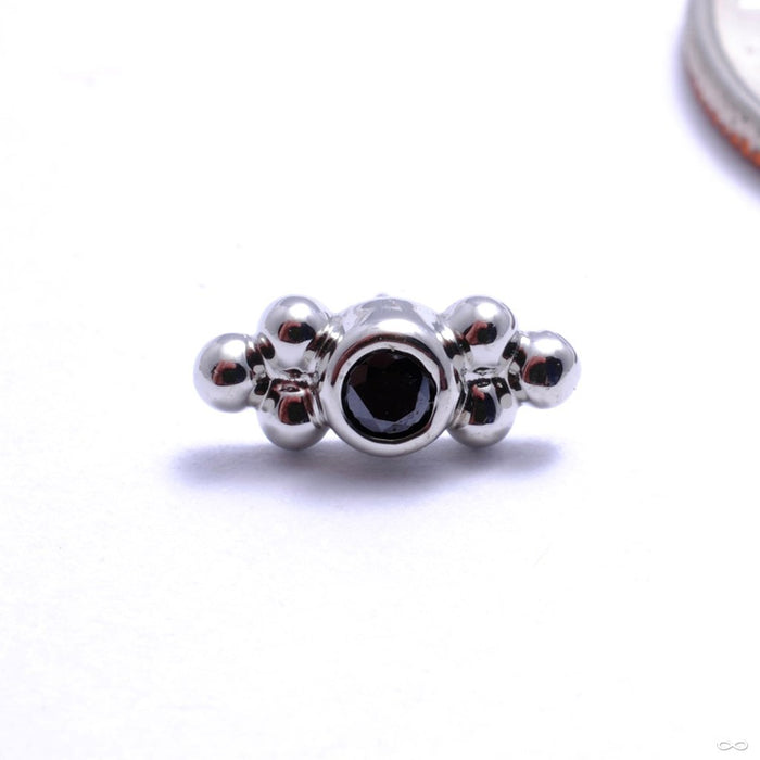 Sabrina with Two Clusters Press-fit End in Gold from Anatometal with Black CZ