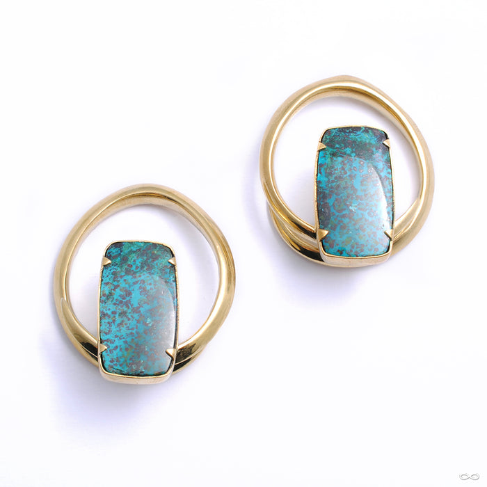 Mini Hoop Coils in Brass with Chrysocolla from Diablo Organics