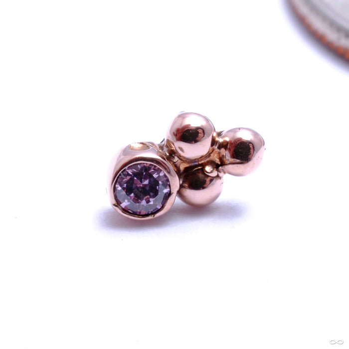 3 Bead Bezel-set Press-fit End in Gold from LeRoi with Pink CZs