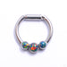Hinged Ring with Three Bezel-set Gemstones in Titanium from Intrinsic with black opal