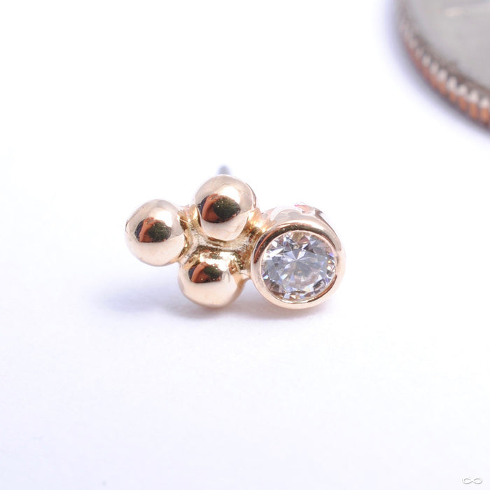 3 Bead Bezel-set Press-fit End in Gold from LeRoi with Clear CZs