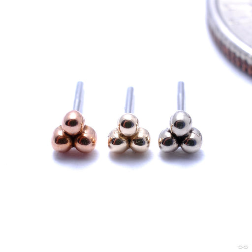 3 Bead Cluster Press-fit Ends in Gold from LeRoi