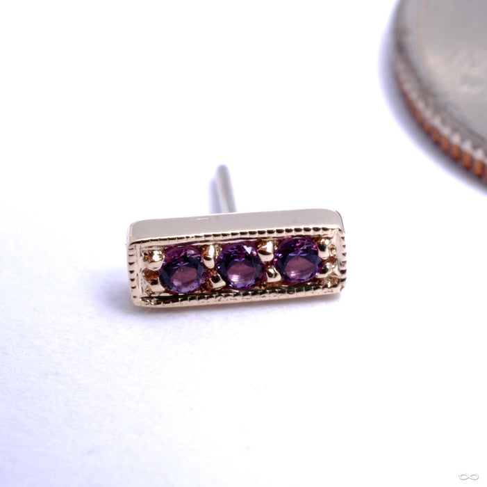 3 Gem Millgrain Strip Press-fit End in Gold from BVLA with Amethyst