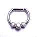 Hinged Ring with Three Prong-set Gemstones in Titanium from Intrinsic with Clear CZ