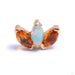 Triple Marquise Press-fit End in Gold from Quetzalli with citrine & white opal