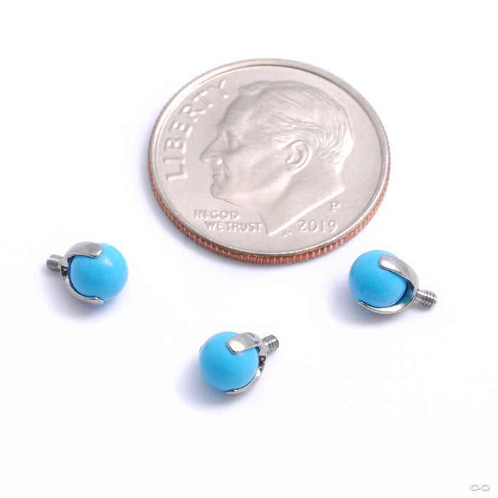Three Prong Natural Stone Threaded End in Titanium from Industrial Strength with turquoise