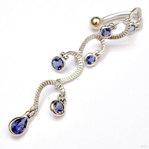 Waterfall Dangle Navel Curve in White Gold with Tanzanite from BVLA with tanzanite