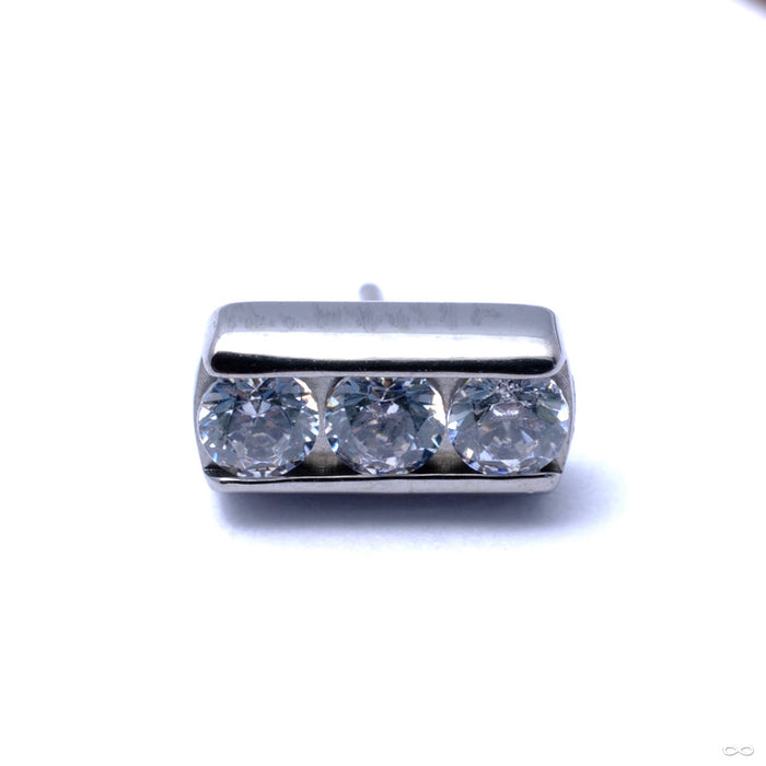 Channel-set Faceted Gem Press-fit End in Titanium from Industrial Strength in Clear CZ