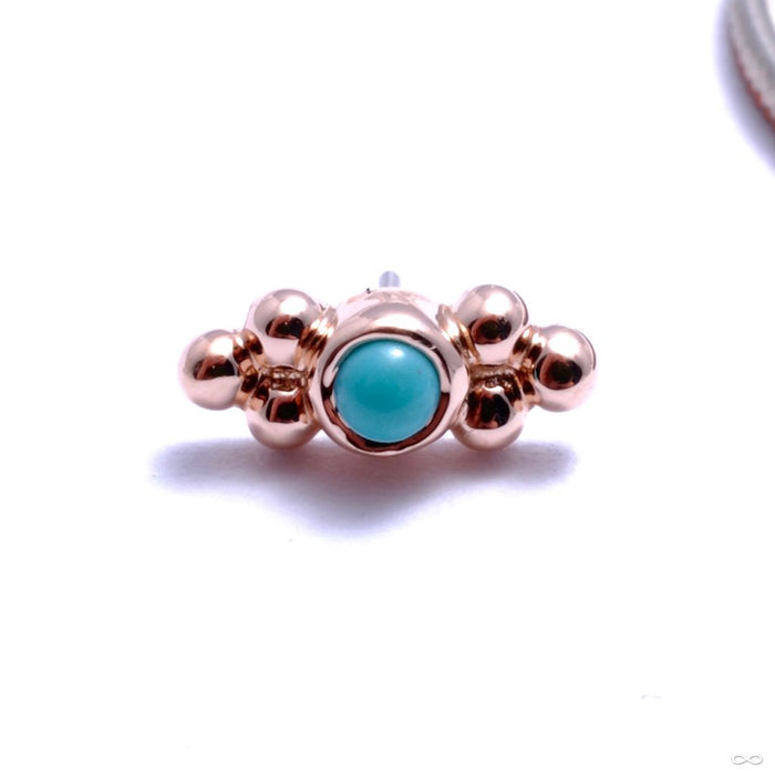 Sabrina with Two Clusters Press-fit End in Gold from Anatometal with Turquoise
