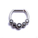 Hinged Ring with Five Bezel-set Gemstones in Titanium from Intrinsic with Black CZ