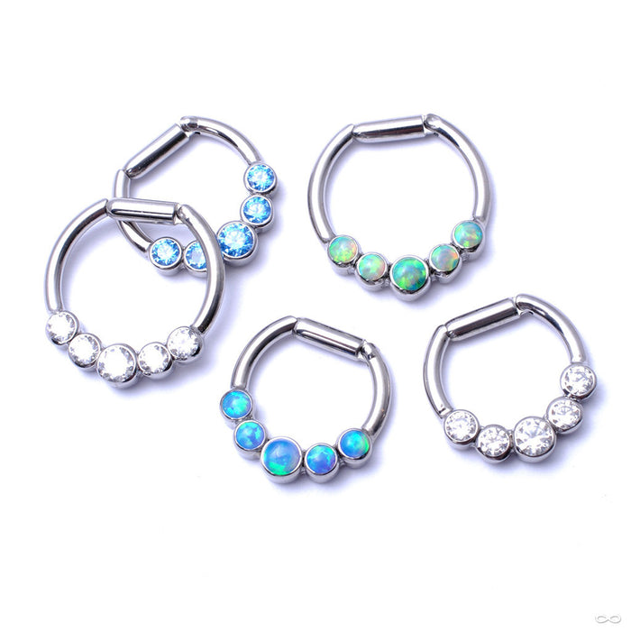 Hinged Ring with Five Bezel-set Gemstones in Titanium from Intrinsic with Assorted Stones