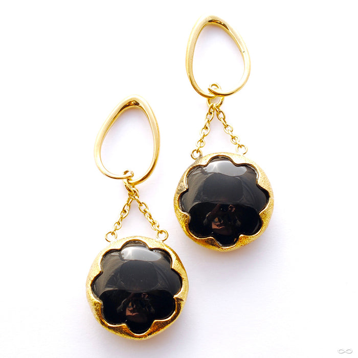 Obsidian Cushion Dangles from Diablo Organics with 6g coils and small stone